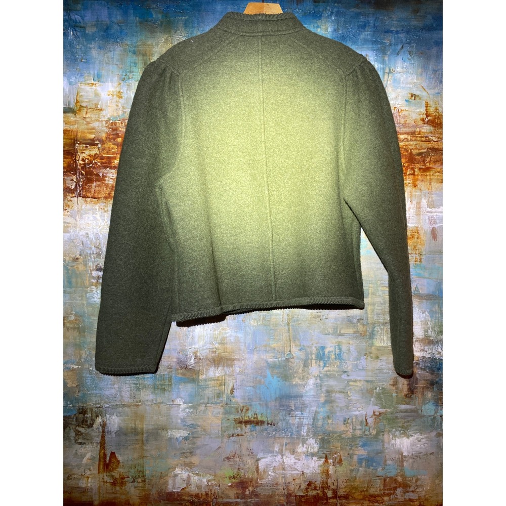 Geiger Austria Womens Boiled Wool Jacket Forest Green Tyrolean Button Cardigan L - Picture 6 of 7